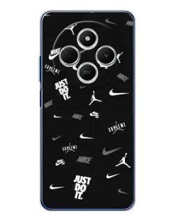 Чехол для Xiaomi Redmi 14C с картинкой «Nike Black Pattern»