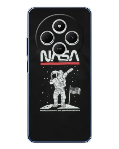 Чехол для Xiaomi Redmi 14C с картинкой «NASA — шагаем по Луне»