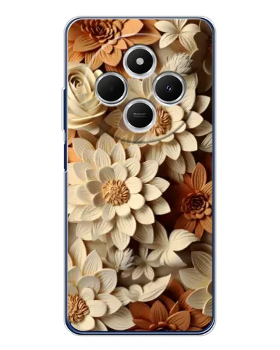 Чехол для Xiaomi Redmi 14C с картинкой «Бежевый флористический декор»