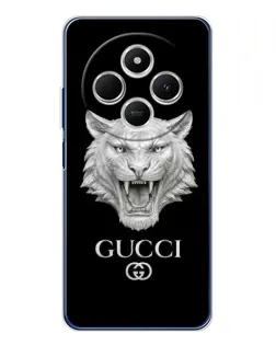Чехол для Xiaomi Redmi 14R 5G с картинкой «Gucci — серебряный лев»