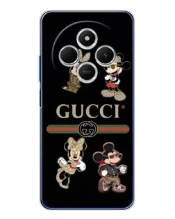 Чехол для Xiaomi Redmi 14R 5G с картинкой «Gucci — герои Disney и монограмма»