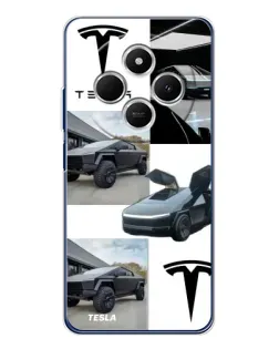 Чехол для Xiaomi Redmi 14R 5G с картинкой «Коллаж Cybertruck Tesla»