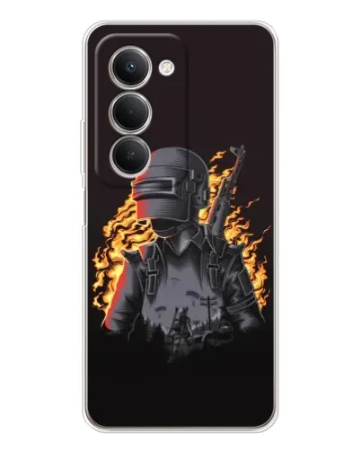 Чехол для Xiaomi Redmi 15 5G с картинкой «PUBG — огненный силуэт»