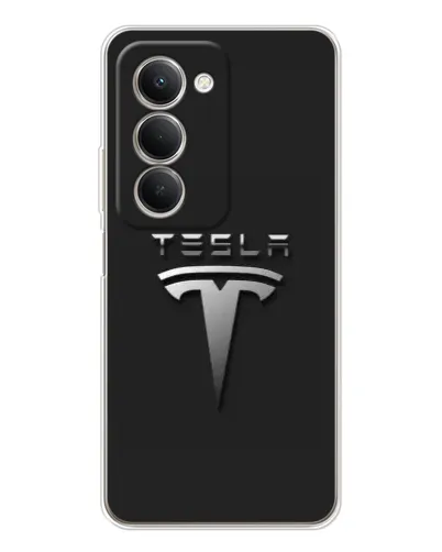 Чехол для Xiaomi Redmi 15 5G с картинкой «Стальной логотип Tesla»