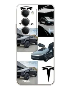 Чехол для Xiaomi Redmi 15 5G с картинкой «Коллаж Cybertruck Tesla»