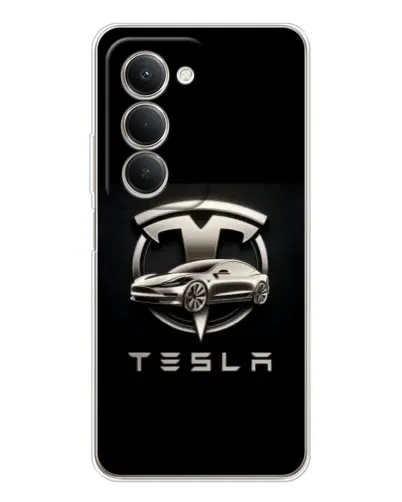 Чехол для Xiaomi Redmi 15 5G с картинкой «Tesla — серебристое авто»