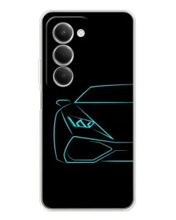 Чехол для Xiaomi Redmi 15 5G с картинкой «Голубой силуэт Lamborghini»