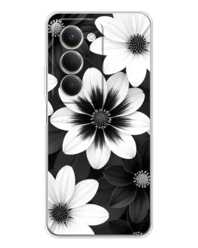 Чехол для Xiaomi Redmi 15 5G с картинкой «Монохромные астры»