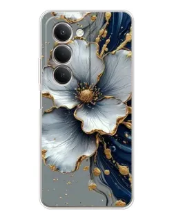 Чехол для Xiaomi Redmi 15 5G с картинкой «Белый цветок и золотой флюид»