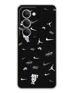 Чехол для Xiaomi Redmi 15 с картинкой «Nike Black Pattern»