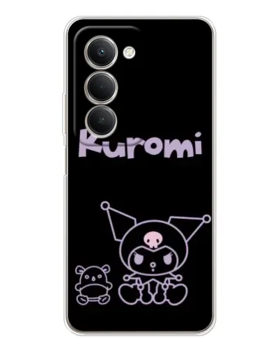 Чехол для Xiaomi Redmi 15 с картинкой «Kuromi — черный минимализм»