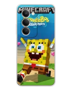 Чехол для Xiaomi Redmi 15 с картинкой «Губка Боб Minecraft»