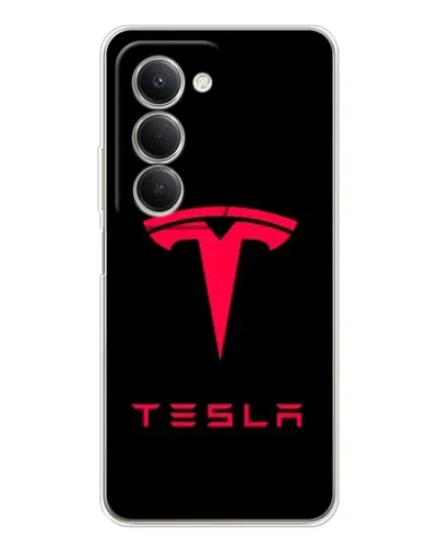 Чехол для Xiaomi Redmi 15 с картинкой «Tesla Red Logo»