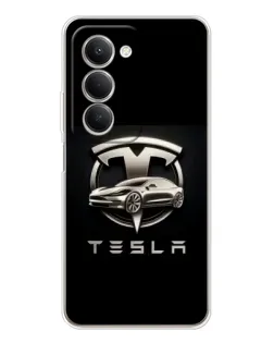 Чехол для Xiaomi Redmi 15 с картинкой «Tesla — серебристое авто»