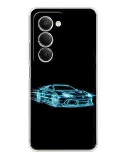 Чехол для Xiaomi Redmi 15 с картинкой «Неоновый контур Lamborghini»