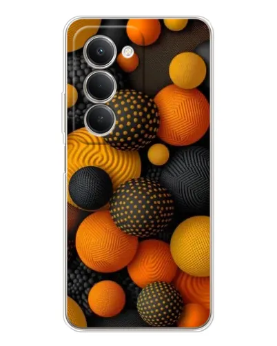 Чехол для Xiaomi Redmi 15 с картинкой «Объемные оранжевые сферы»