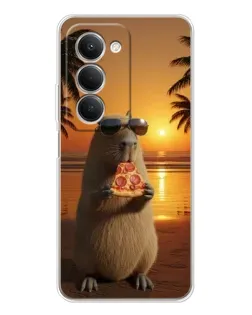 Чехол для Xiaomi Redmi 15 с картинкой «Капибара с пиццей»