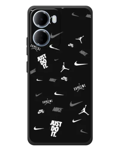 Чохол для Xiaomi Redmi 15a з картинкою «Nike Black Pattern»