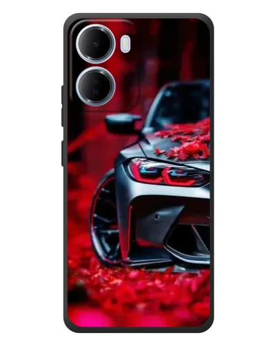 Чохол для Xiaomi Redmi 15a з картинкою «Спортивна BMW та квіти»