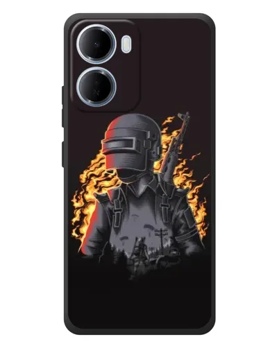 Чохол для Xiaomi Redmi 15a з картинкою «PUBG — вогняний силует»