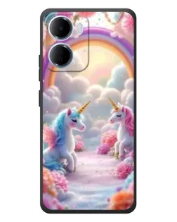 Чохол для Xiaomi Redmi 15a з картинкою «Веселка і єдинороги»