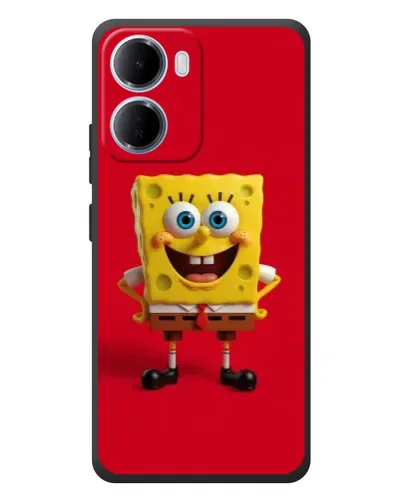 Чехол для Xiaomi Redmi 15a с картинкой «Спанч Боб на красном»