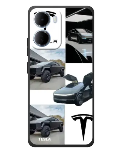 Чохол для Xiaomi Redmi 15a з картинкою «Колаж Cybertruck Tesla»