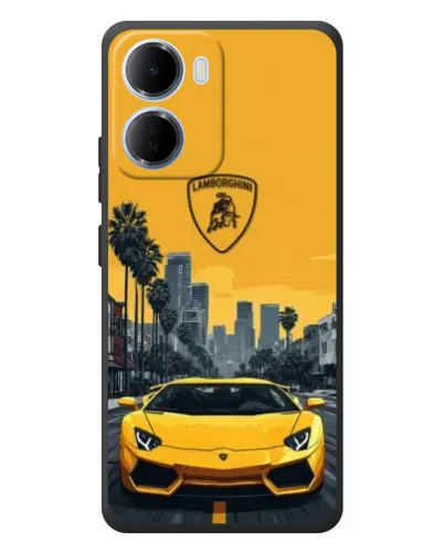 Чехол для Xiaomi Redmi 15a с картинкой «Желтый Lamborghini город»