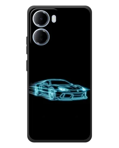 Чехол для Xiaomi Redmi 15a с картинкой «Неоновый контур Lamborghini»