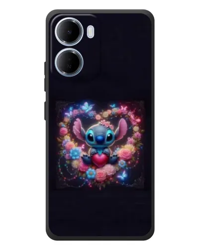 Чохол для Xiaomi Redmi 15a з картинкою «Stitch у квітах»
