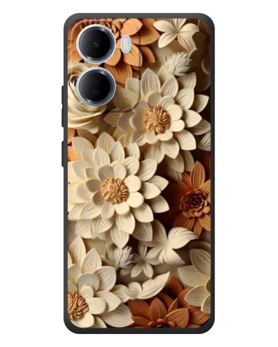 Чохол для Xiaomi Redmi 15a з картинкою «Бежевий флористичний декор»