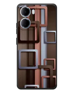 Чохол для Xiaomi Redmi 15a з картинкою «Коричневі об'ємні квадрати»