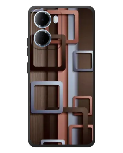 Чохол для Xiaomi Redmi 15a з картинкою «Коричневі об'ємні квадрати»