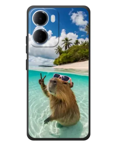 Чохол для Xiaomi Redmi 15a з картинкою «Капібара на морі»