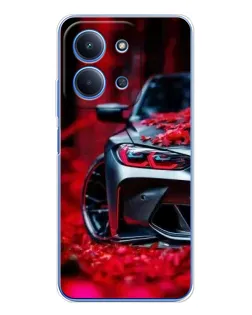Чехол для Xiaomi Redmi 15C 5g с картинкой «Спортивная BMW и цветы»