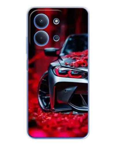 Чехол для Xiaomi Redmi 15C 5g с картинкой «Спортивная BMW и цветы»