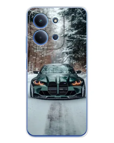Чехол для Xiaomi Redmi 15C 5g с картинкой «BMW в зимнем лесу»