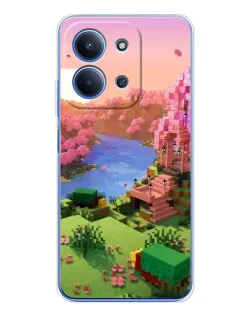 Чехол для Xiaomi Redmi 15C 5g с картинкой «Розовое дерево Minecraft»