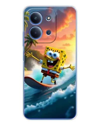 Чехол для Xiaomi Redmi 15C 5g с картинкой «Губка Боб серфингист»