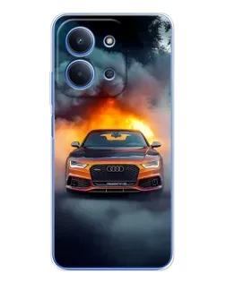 Чохол для Xiaomi Redmi 15C 5g з картинкою «Audi у вогняному диму»