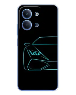 Чохол для Xiaomi Redmi 15C 5g з картинкою «Блакитний силует Lamborghini»
