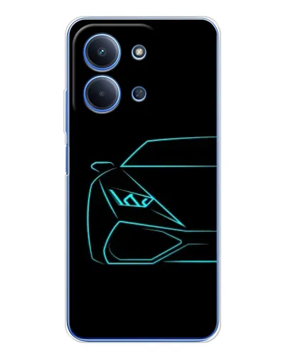 Чохол для Xiaomi Redmi 15C 5g з картинкою «Блакитний силует Lamborghini»