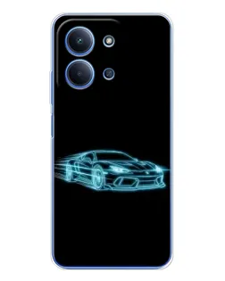 Чохол для Xiaomi Redmi 15C 5g з картинкою «Неоновий контур Lamborghini»
