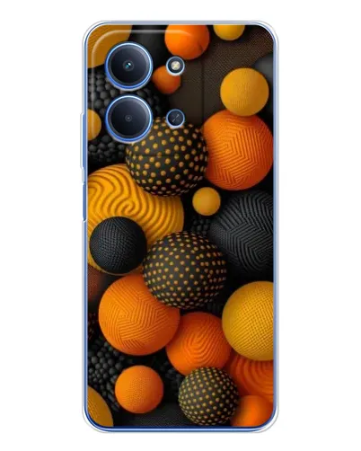 Чехол для Xiaomi Redmi 15C 5g с картинкой «Объемные оранжевые сферы»