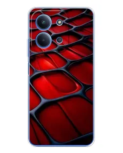 Чехол для Xiaomi Redmi 15C 5g с картинкой «Красная глянцевая сетка»