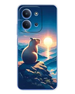 Чохол для Xiaomi Redmi 15C 5g з картинкою «Захід сонця з капібарою»