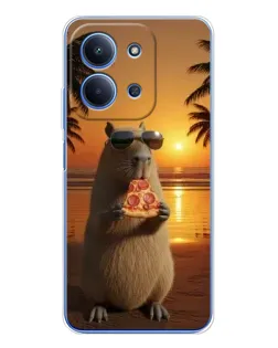 Чохол для Xiaomi Redmi 15C 5g з картинкою «Капібара з піцою»
