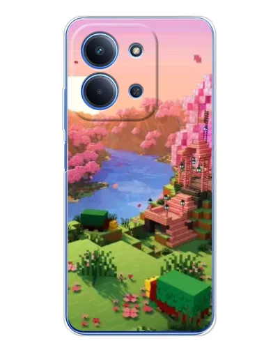 Чехол для Xiaomi Redmi 15C с картинкой «Розовое дерево Minecraft»