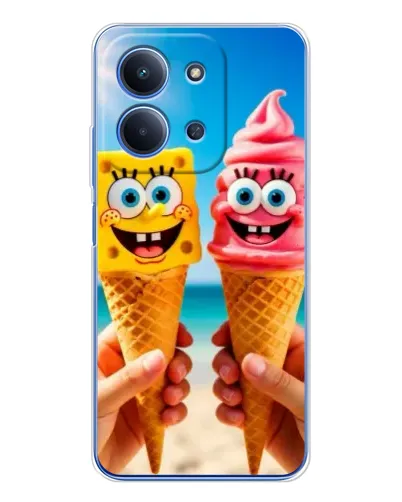 Чехол для Xiaomi Redmi 15C с картинкой «Спанч Боб мороженое»