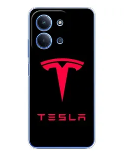 Чехол для Xiaomi Redmi 15C с картинкой «Tesla Red Logo»